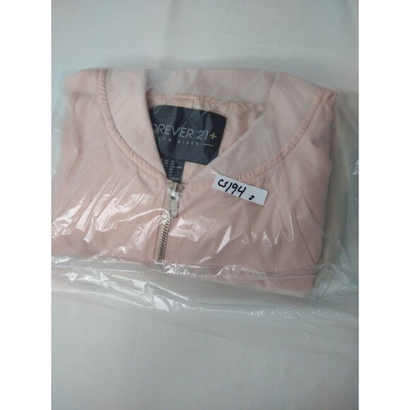 Forever 21 Jacket sz 3X pink satin full zip track jacket retro pockets 50s 80s - Picture 12 of 12